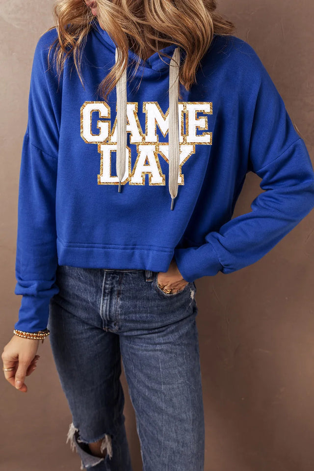 GAME DAY Drawstring Long Sleeve Hoodie Trendsi Hanalas