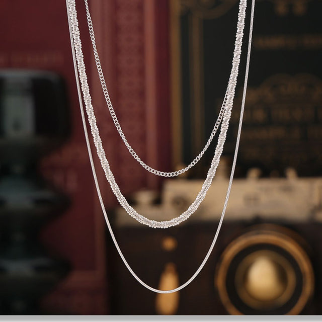 Titanium Steel Three-Layered Necklace Trendsi Hanalas