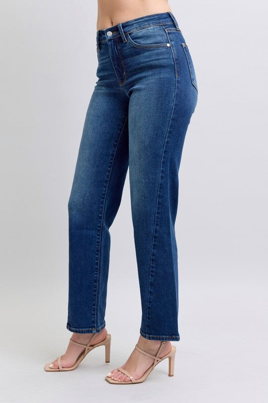 Judy Blue Full Size Side Seam Detail Straight Jeans with Pockets | Hanalas