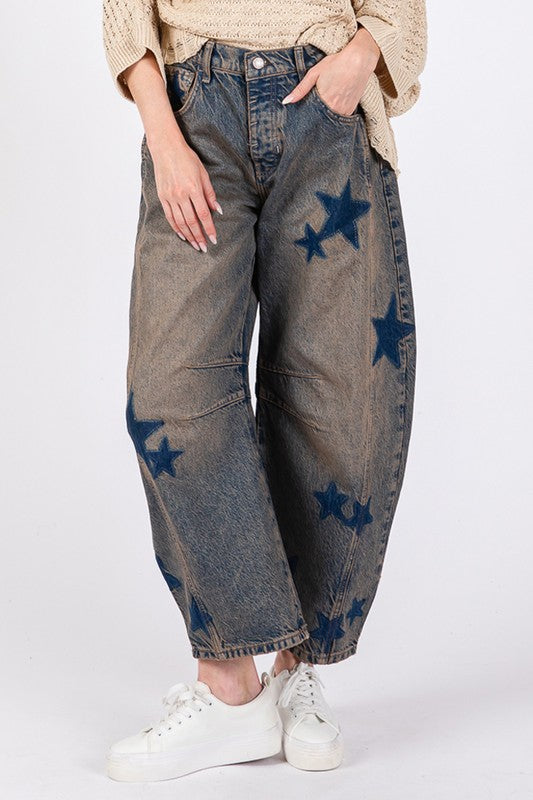 SAGE + FIG Star Wide Leg Jeans with Pockets | Hanalas