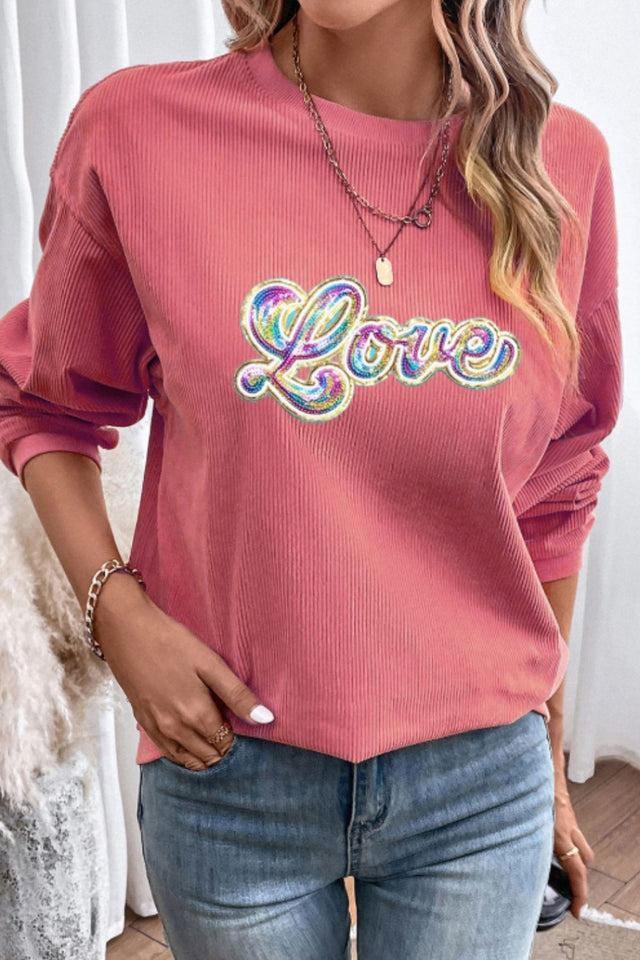 Valentine's Day LOVE Round Neck Long Sleeve Sweatshirt | Hanalas