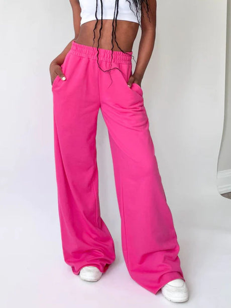 Elastic Waist Wide Leg Pants | Hanalas