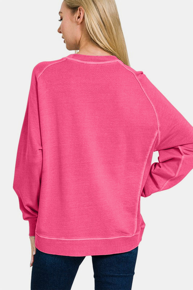 Zenana Full Size Pigment Dyed French Terry Sweatshirt | Hanalas