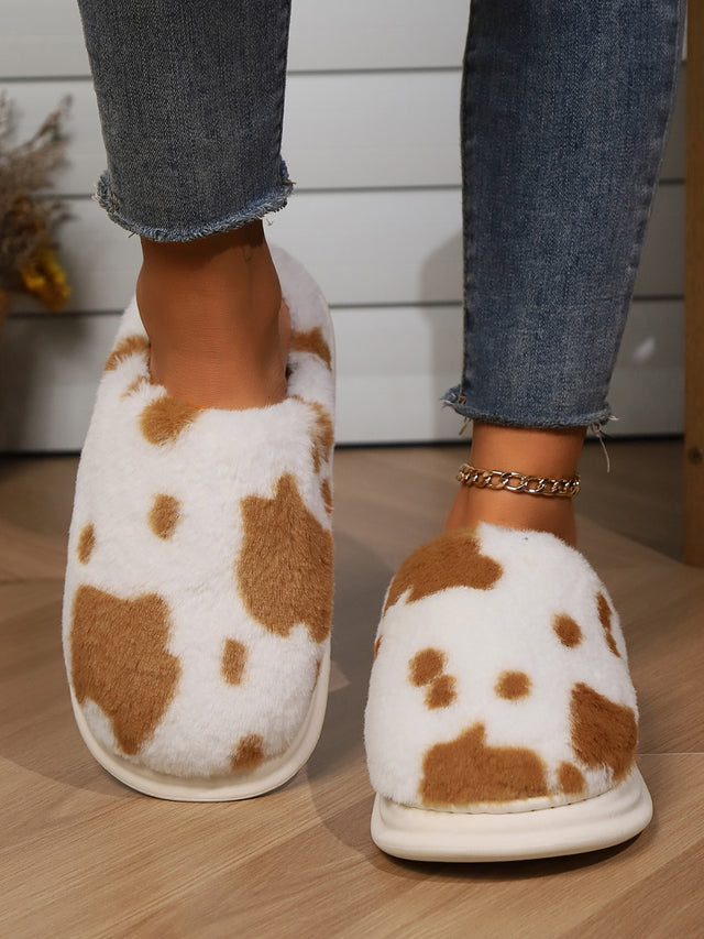 Animal Print Faux Fur Slippers | Hanalas