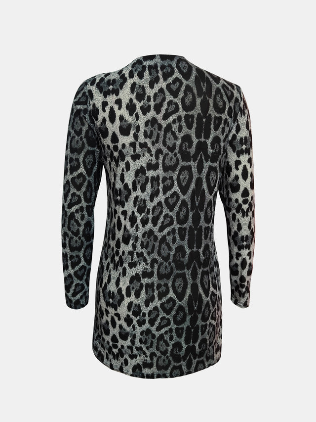 Leopard Button Up Long Sleeve Cardigan | Hanalas