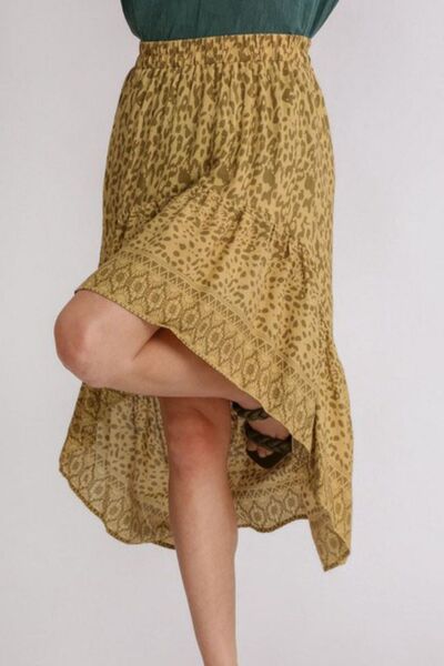 Umgee Full Size Animal Border Print High Low Skirt Plus Size | Hanalas