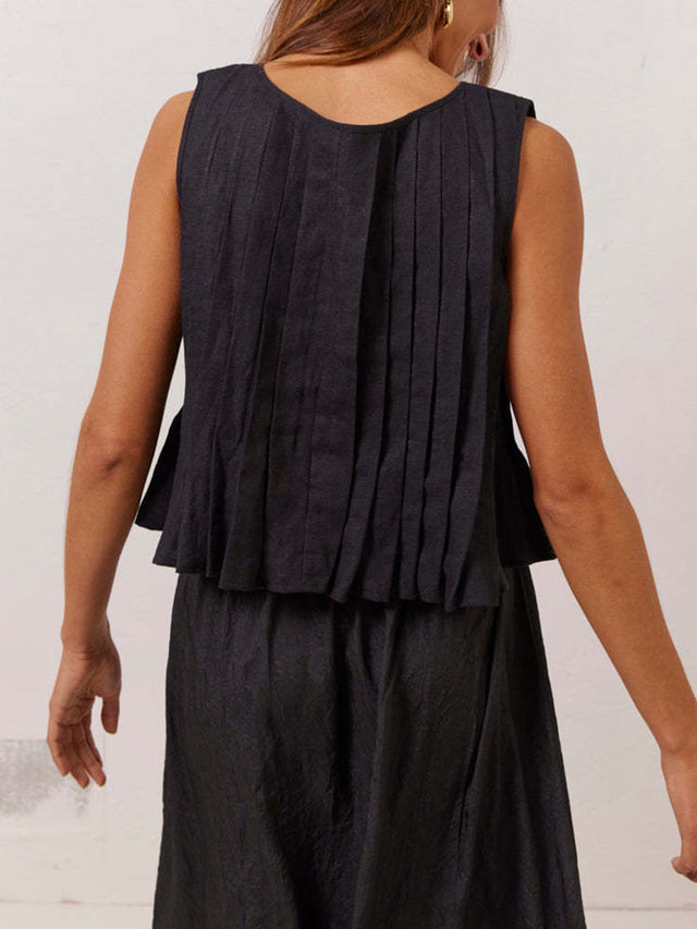 Lovelet Pleated Tied Round Neck Vest | Hanalas