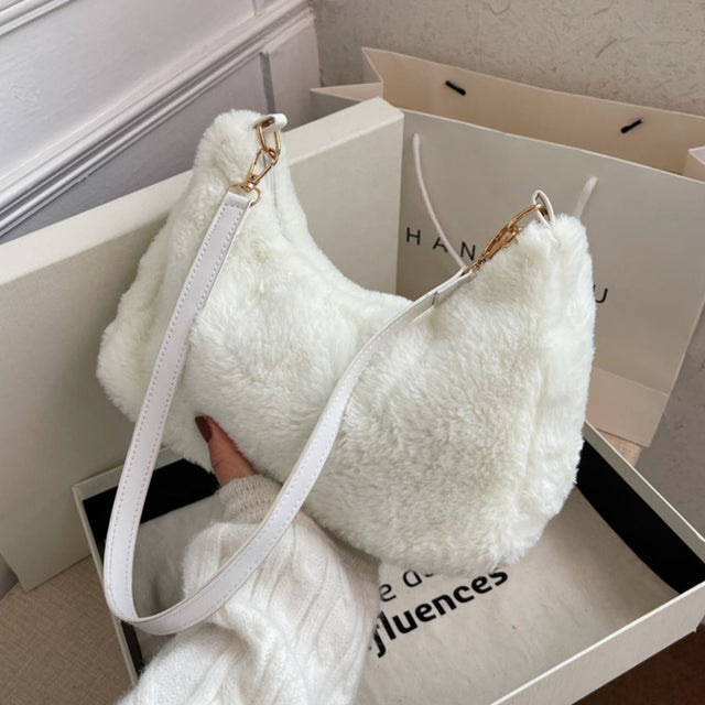 Faux Fur Removable Strap Shoulder Bag Trendsi Hanalas