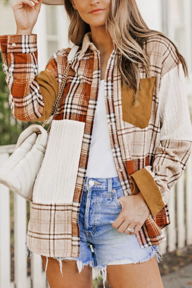 Plaid Button Up Long Sleeve Shacket | Hanalas