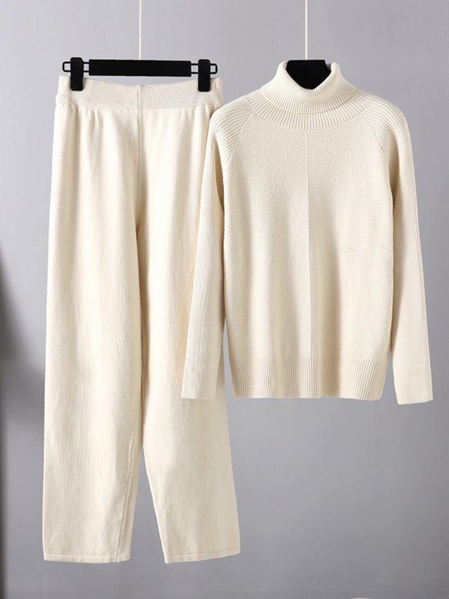 Basic Bae Turtleneck Raglan Sleeve Top and Pants Sweater Set Trendsi Hanalas