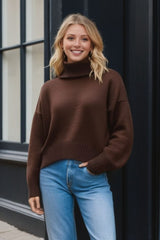 Basic Bae Turtleneck Dropped Shoulder Long Sleeve Sweater