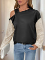 Perfee Sequin Asymmetrical Neck Long Sleeve Sweatshirt | Hanalas