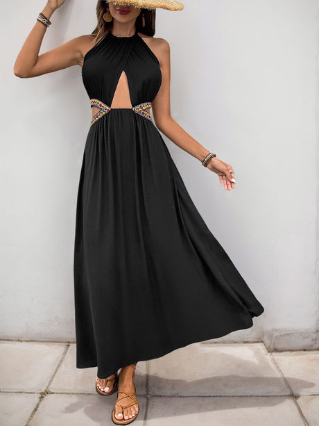 Perfee Cutout Grecian Neck Tied Back Dress | Hanalas