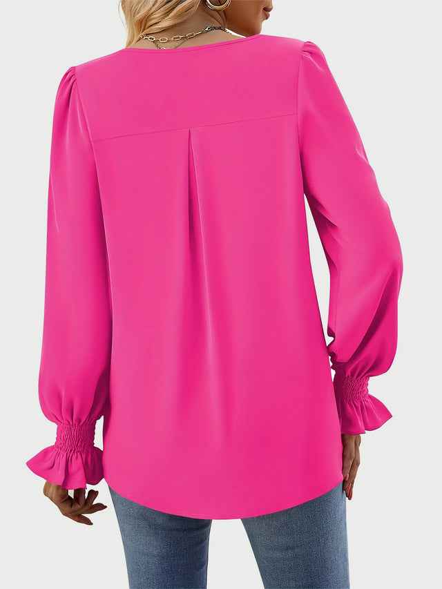 V-Neck Flounce Sleeve Top | Hanalas