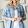 First Love Smile Face Button Down Raw Hem Denim Jacket | Hanalas