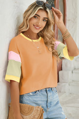 Lovelet Color Block Round Neck Half Sleeve T-Shirt