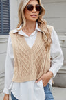 Cable-Knit V-Neck Sweater Vest | Hanalas