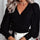 Glitter Surplice Long Sleeve Blouse | Hanalas