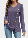 V-Neck Long Sleeve T-Shirt | Hanalas