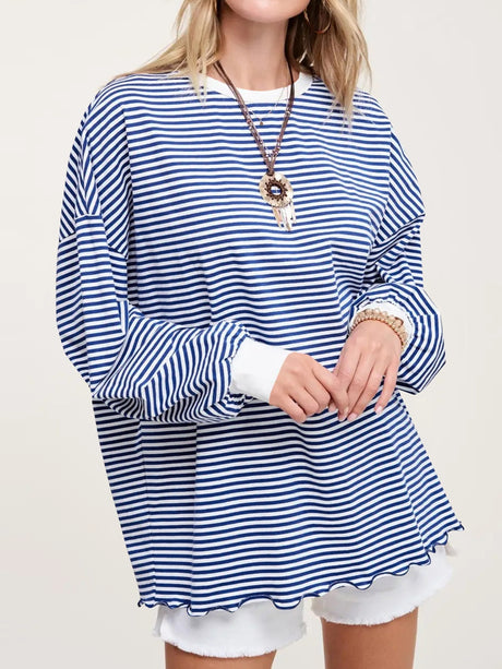 Contrast Striped Long Sleeve Sweatshirt | Hanalas