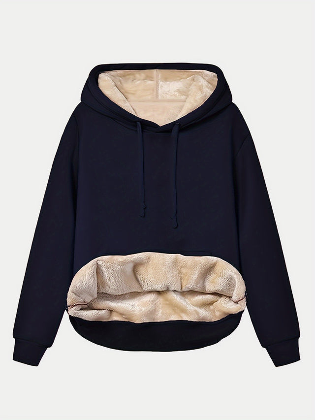 Drawstring Long Sleeve Hoodie with Kangaroo Pocket | Hanalas