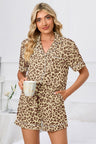Full Size Leopard Short Sleeve Top and Shorts Lounge Set Plus Size | Hanalas