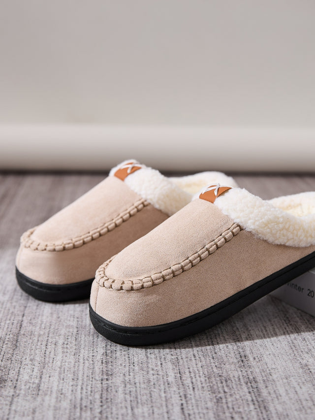 Contrast Round Toe Flat Slippers | Hanalas