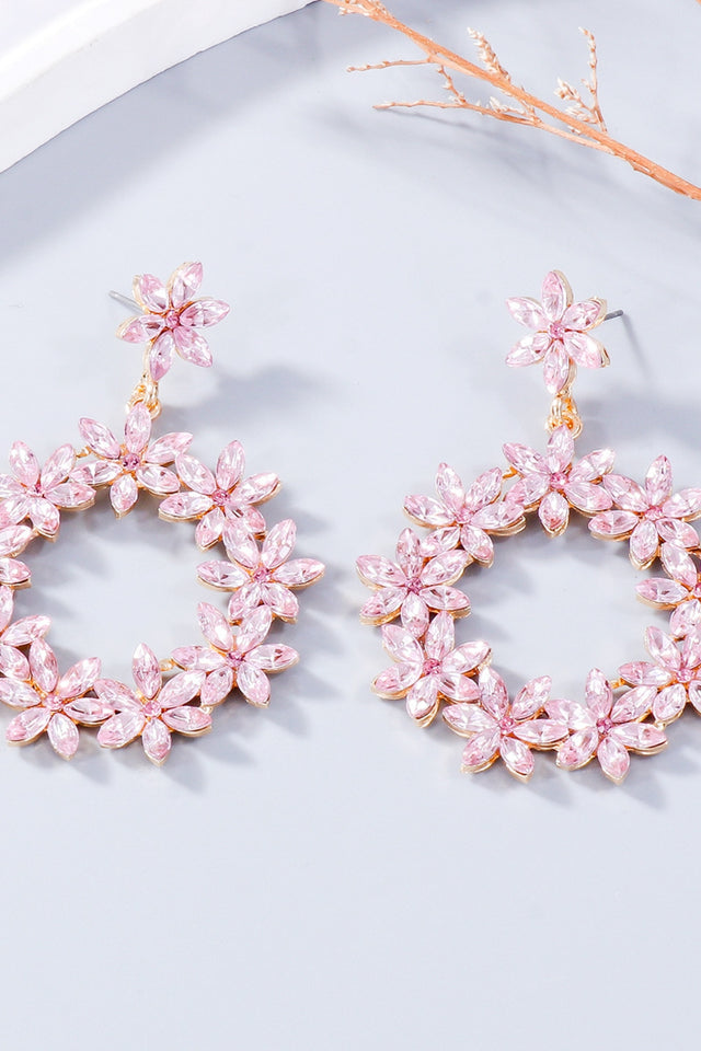 Rhinestone Flower Dangle Earrings | Hanalas