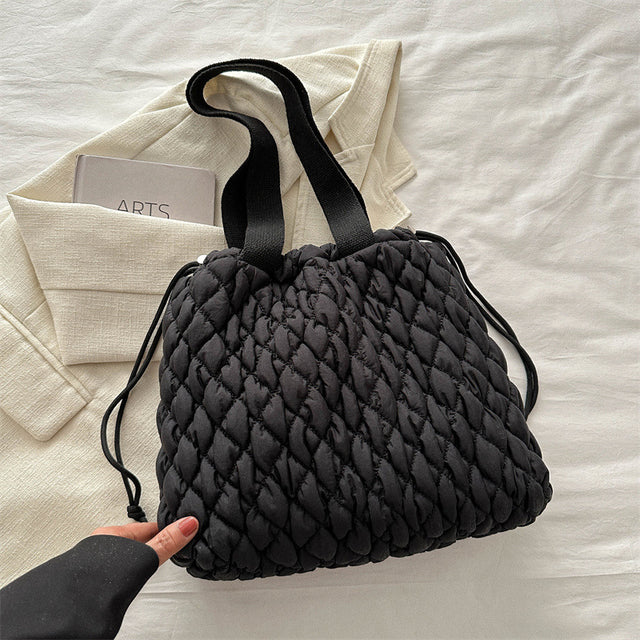 Drawstring Bubble Texture Tote Bag Trendsi Hanalas