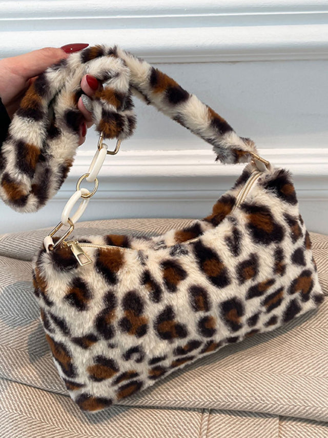 Leopard Fluff Shoulder Bag Trendsi Hanalas