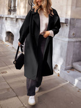 Pocketed Collared Neck Long Sleeve Coat