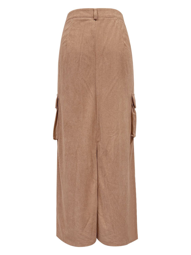 Slit Corduroy Maxi Skirt with Pockets | Hanalas