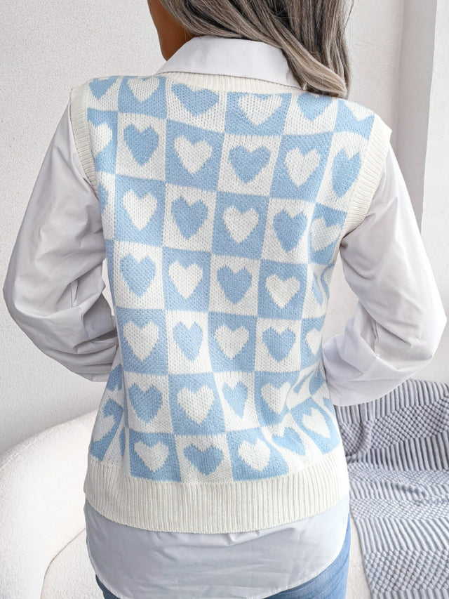 Heart V-Neck Sweater Vest | Hanalas