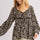 Umgee Full Size Floral Print Velvet Trimmed Balloon Sleeve Top Plus Size | Hanalas