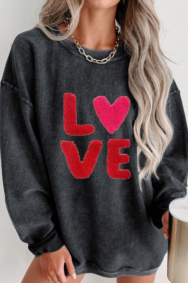 Valentine’s Day LOVE Round Neck Long Sleeve Sweatshirt | Hanalas