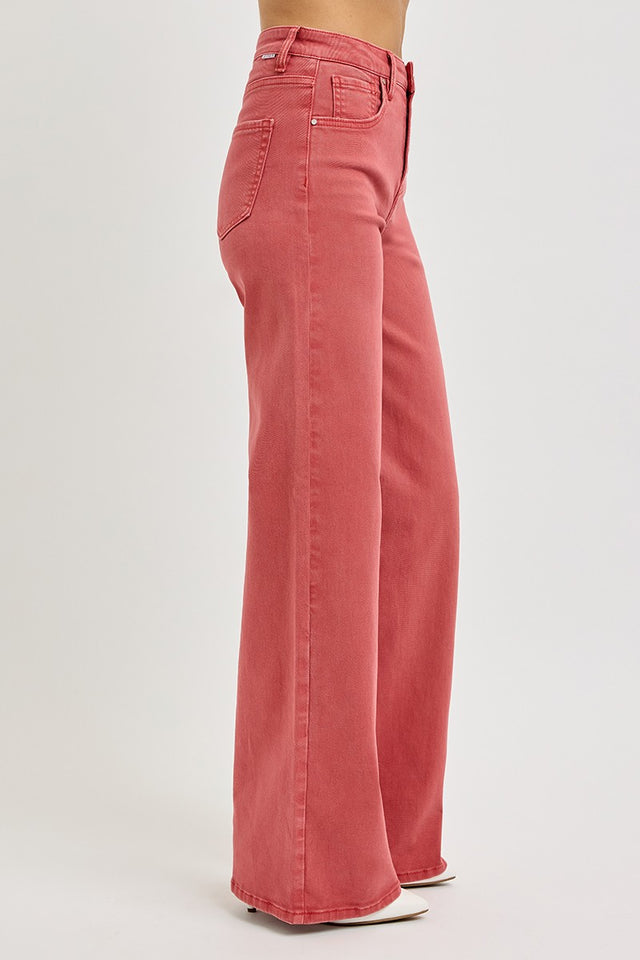 RISEN Full Size High Rise Tummy Control Wide Leg Jeans Trendsi Hanalas