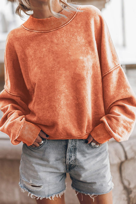 Mock Neck Dropped Shoulder Sweatshirt | Hanalas