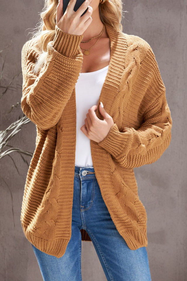 Cable-Knit Open Front Cardigan | Hanalas