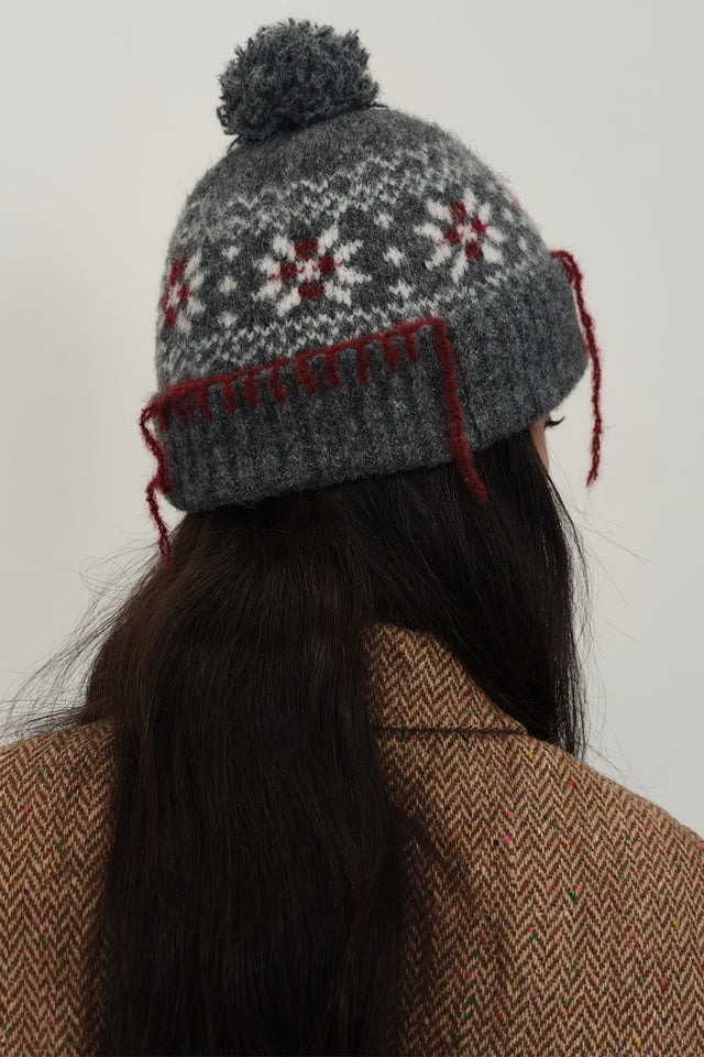 Seam Trim Geometric Knit Hat | Hanalas