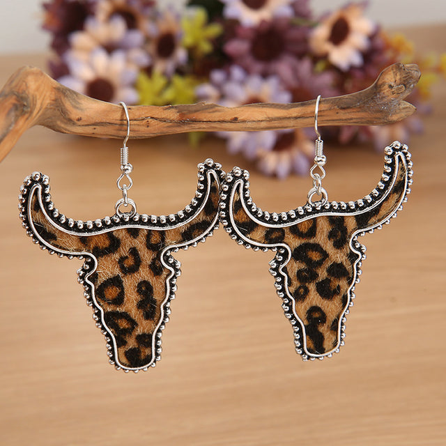 Alloy Animal Print Cow Head Earrings | Hanalas