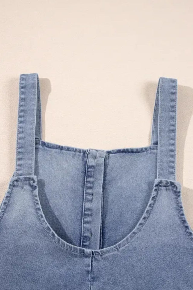 Wide Strap Denim Overalls with Pockets Trendsi Hanalas