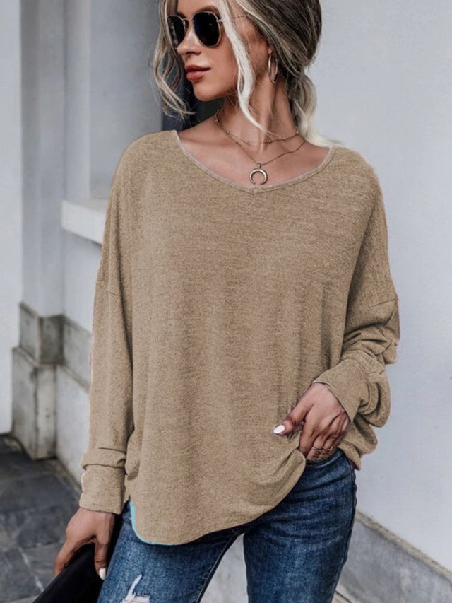 Full Size Double Tie Drop Shoulder Long Sleeve T-Shirt | Hanalas