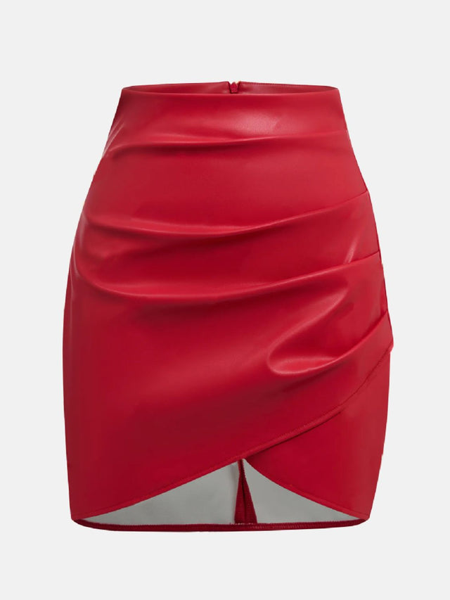 Ruched Asymmetrical Hem Skirt Trendsi Hanalas