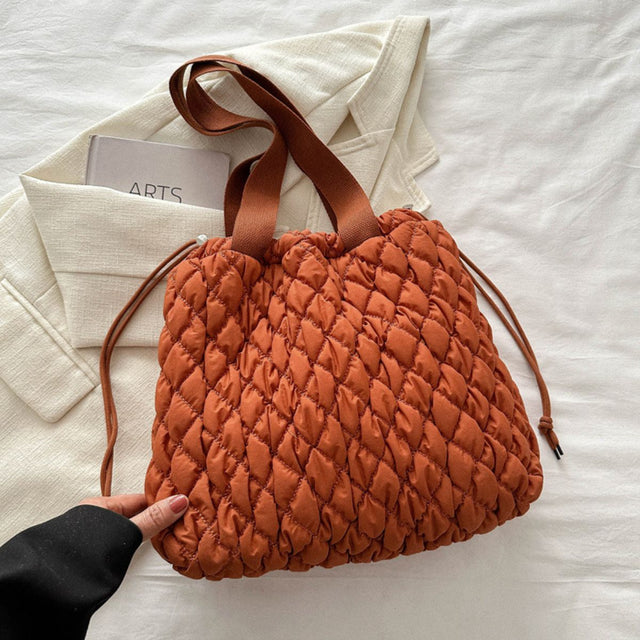 Drawstring Bubble Texture Tote Bag Trendsi Hanalas