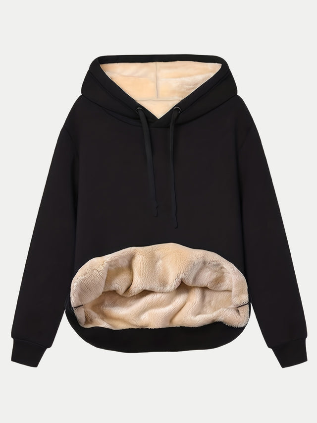 Drawstring Long Sleeve Hoodie with Kangaroo Pocket | Hanalas