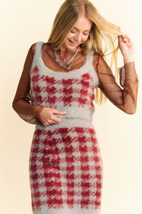 Davi & Dani Scoop Neck Wide Strap Top and Skirt Sweater Set | Hanalas
