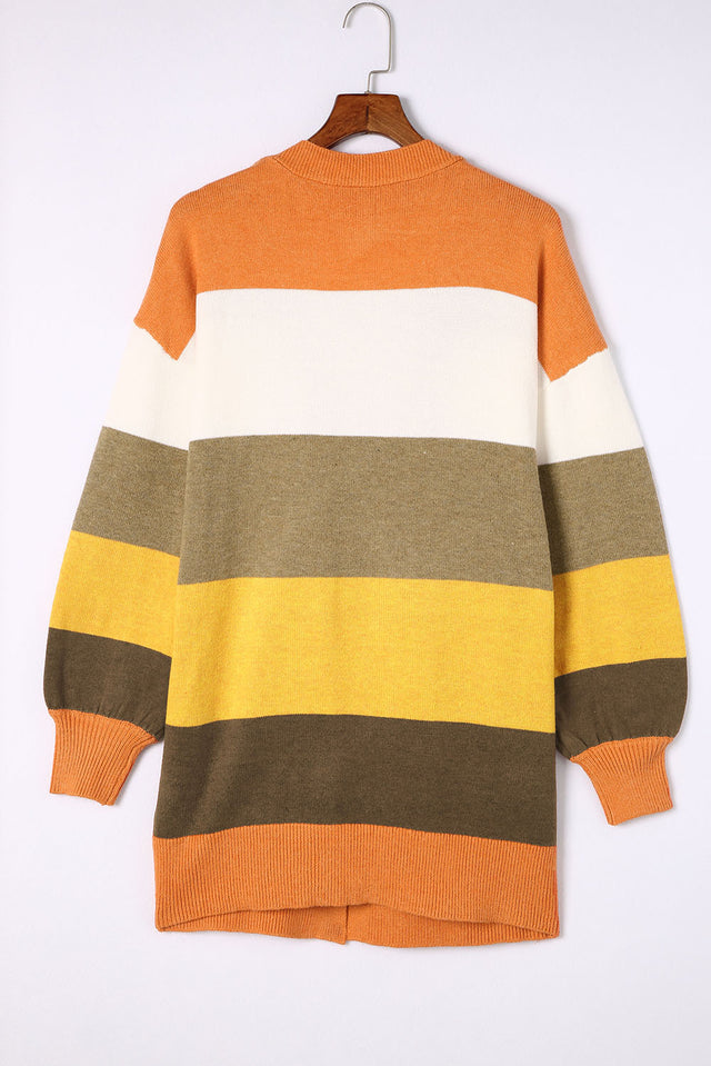 Open Front Color Block Cardigan | Hanalas