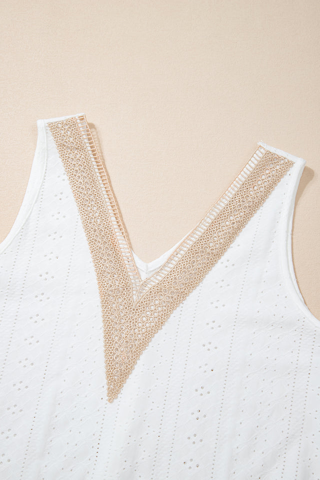 Pink Eyelet Strappy Scoop-Neck Tank Top | Hanalas