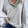 Contrast Quarter Button Round Neck Long Sleeve Top | Hanalas