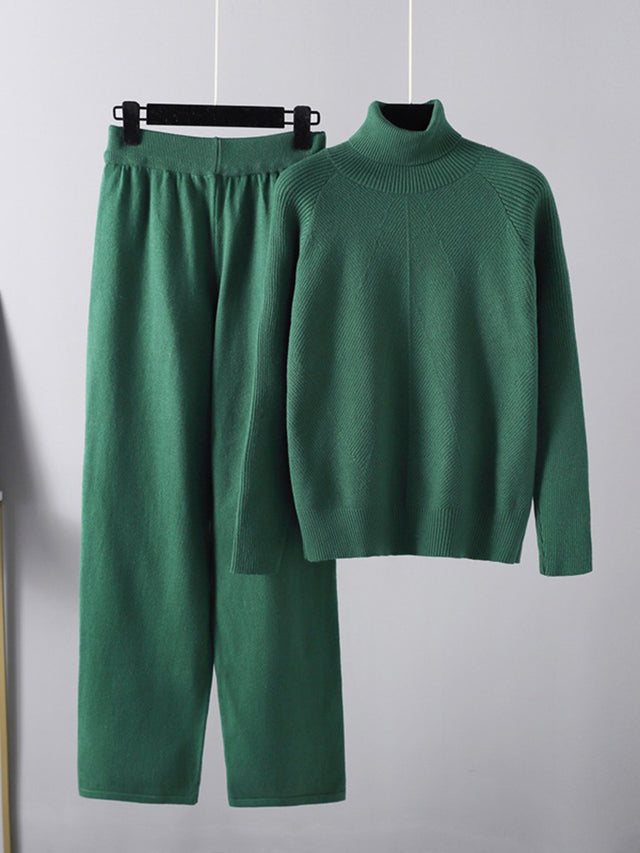 Basic Bae Turtleneck Raglan Sleeve Top and Pants Sweater Set Trendsi Hanalas